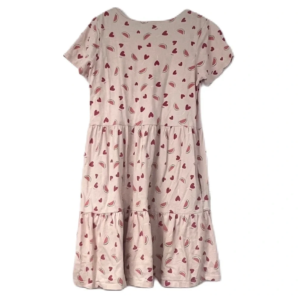 Sonia Rykiel girls shortsleeve sz 8 watermelon heart pink fun casual dress logo